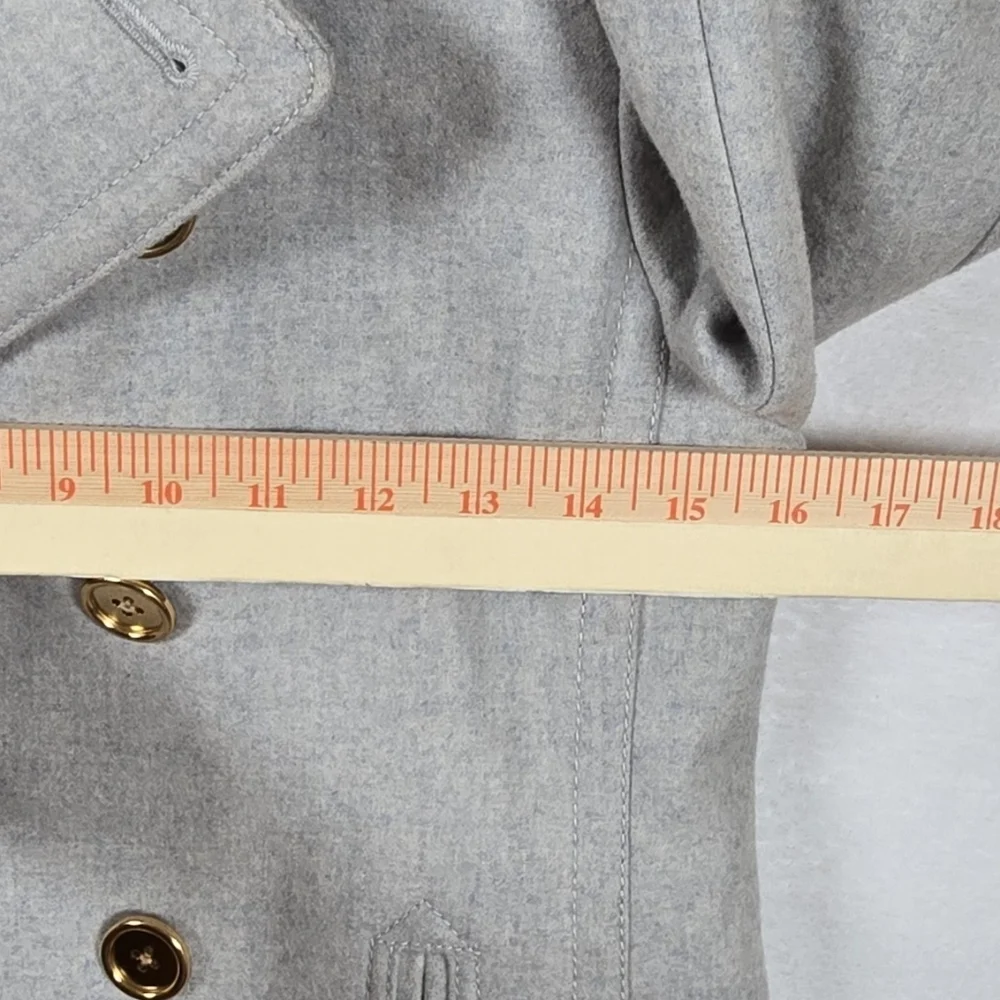 J.Crew Wool Cashmere By Nello Gori Double Breasted Peacoat Gold Buttons 0 Petite - Picture 14 of 16